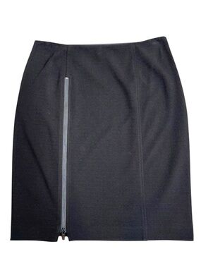 Worth Black Zip Front Pencil Skirt Stretch Above Knee Career Size 2